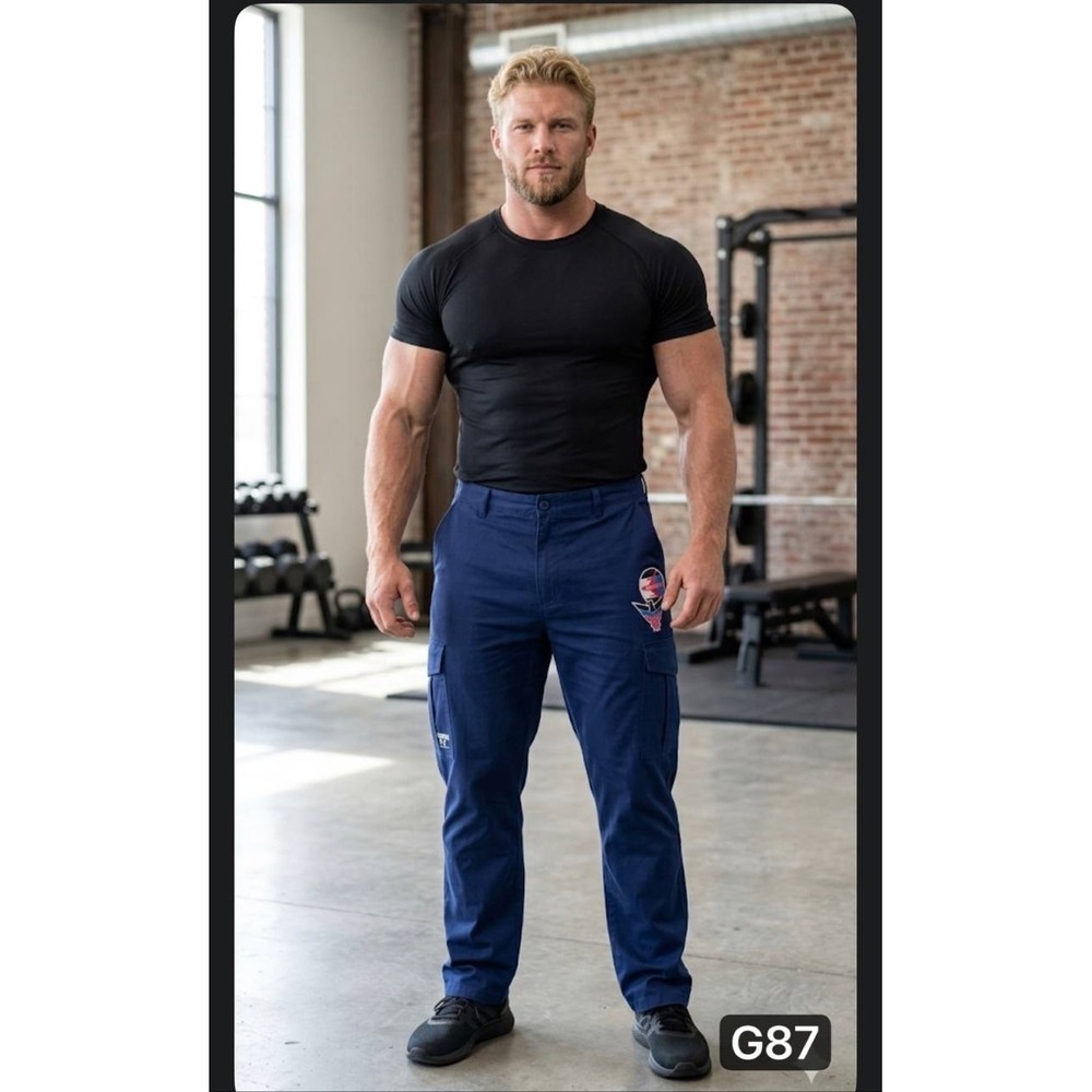 Born Fly Mens Big & Tall 52x34‎ Cargo Pants Blue Jetsetters Fly High Patch Club